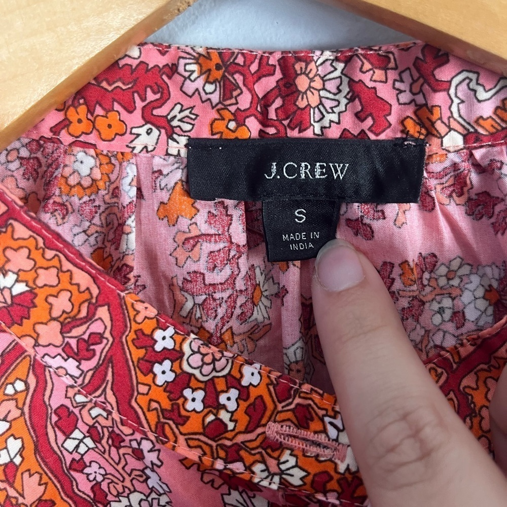 J. Crew Puff Sleeved Top Paisley pink size small cotton - Picture 3 of 6